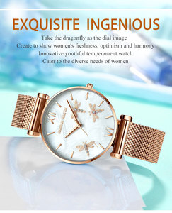 Reloj de cuarzo para mujer, esfera de libélula, correa de cuero, reloj de pulsera analógico redondo, estilo joyería de moda - Product Image 4
