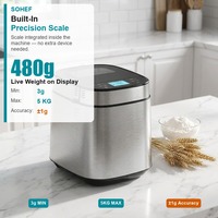Máquina para Hacer Pan Automática Honeyice SC-3206 con Báscula Digital Integrada y Dispensador de Levadura, Máquina Profesional para Panadería Casera