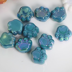 Wholesale Cute Cartoon Cat Paws Shaped Natural Black Gold <b>Silver</b> Obsidian Loose Straight Hole Spacer <b>Beads</b> Handmade - Product Image 5