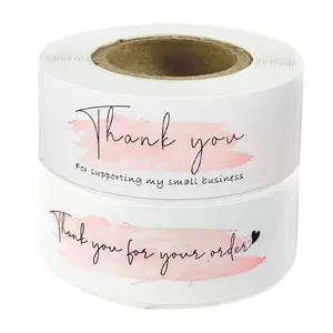 120pcs/roll Pink Thank You Stickers For Your Order Decoration rectangle stickers labels