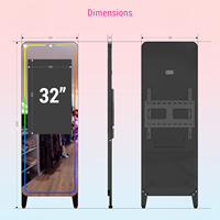 Miroir de fitness intelligent MWE avec écran tactile, affichage numérique VR Android/iOS, sur pied, 32 pouces, 43 pouces, LCD, 4 Go de RAM, 1080p