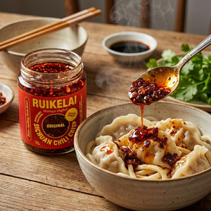 RUIKELAI Original Sichuan Chili Crisp, Aceite de Chile Premium, Douchi Crujiente con Ajo, Picante, Sabroso, Vegano, Reductor de Azúcar, Salsa Picante 6oz - Product Image 3