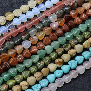 도매 천연 크리스탈 10MM 하트형 옐로우 제이드 스톤 구슬 구멍 있는 아게이트 보석 스트랜드 DIY 보석 제작용 구슬 - Product Image 5