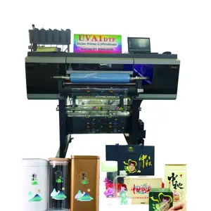 New Design Dtf Uv Printer With Laminator 2in1 Uv Dtf Sticker Printer i3200 60cm Roll To Roll UV DTF printer
