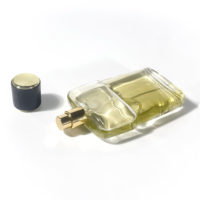Flacons d'huiles essentielles vides, transparents, uniques, de forme rectangulaire, flacon de parfum en verre 100 ml, flacon de parfum avec vaporisateur, avec boîte