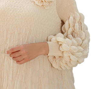 Robe abaya modeste tempérament haut de gamme broderie lourde lâche mince Miyake bulle plissée Midi Vestidos décontractés OEM ODM chic - Product Image 2