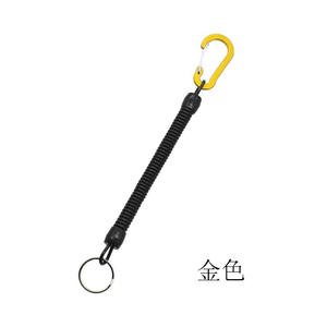 Porte-clés mousqueton en aluminium doré avec cordon rétractable pour la pêche et les activités de plein air - Product Image 1