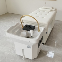 Fauteuil de massage et de lavage capillaire haut de gamme de luxe avec réservoir d'eau de 60L, blanc, sans plomberie, pour salon de beauté et thérapie capillaire