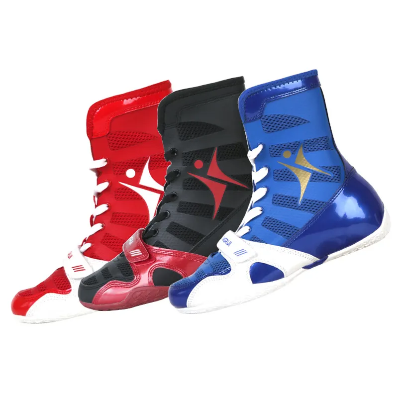 Botas de boxeo profesionales hechas a medida, calzado de lucha para entrenamiento deportivo profesional