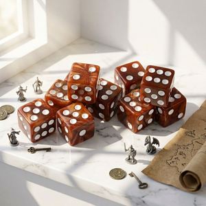 Juego de Dados Acrílicos de Alta Calidad con Diseño de Perlas y Esquinas Cuadradas, 16mm D6 - Product Image 1