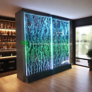 Nouveau design intérieur meubles de bar diviseur de pièce led multicolore mur de panneau de bulles d'eau en acrylique