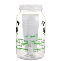 Seau à eau froide Grand couvercle 3.8L Quatre petites tasses Robinet Bar de fête Infuseur de fruits Conteneur Pichet à jus Seau à boissons d'extérieur