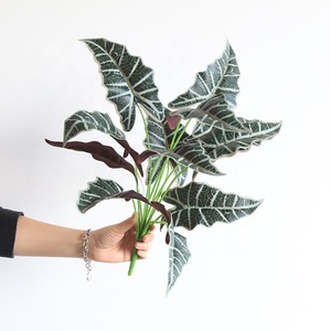 Rama <span class=keywords><strong>de</strong></span> Hojas Artificiales <span class=keywords><strong>de</strong></span> Alocasia <span class=keywords><strong>de</strong></span> 50 cm, 12 Cabezas, Hojas Verdes Tropicales Artificiales para Arreglos Florales, Decoración del Hogar y Bodas - Product Image 5