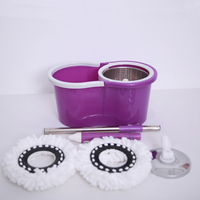 Ensemble de balai à eau en acier avec manche magique, balai rotatif à double entraînement à pression manuelle pour le nettoyage des sols domestiques