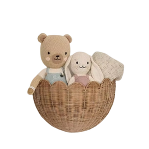 Scalloped Rattan Hanging <strong>Basket</strong> Rattan <strong>Wall</strong> Decor <strong>Basket</strong> <strong>Wall</strong> <strong>Storage</strong> <strong>Basket</strong> for Nursery, Living Room and Bathroom - Product Image 1