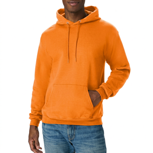 Sudadera con Capucha Naranja para Hombre de Primera Calidad, Algodón y Felpa, Diseño Casual de Color Sólido con Bolsillo Frontal - Product Image 1