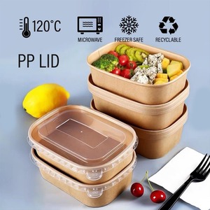 Vente en gros Greenpacking Contenants alimentaires jetables rectangulaires en papier kraft personnalisés de 500 ml, bols de voyage, recyclables, écologiques - Product Image 3