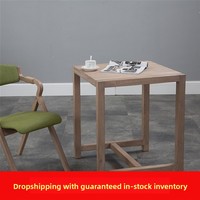 Table basse moderne minimaliste style vieilli pour petit appartement, ensemble table et chaises de salle à manger carrées en bois massif vintage