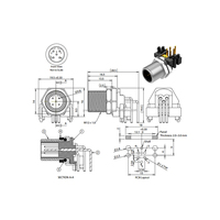 Connecteur plaqué or en gros de haute qualité CE RoHS 5 broches M12 D-code PCB Mount Fiche à angle droit IP67 femelle blindée