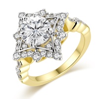 Ensemble de bagues de mariage de haute qualité en boîte mystère, 1 pièce, plaqué or 18 carats, OEM ODM, zircone cubique AAA+, serti clos bicolore, bijoux pour femmes