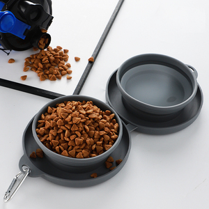 Vendita calda nuova doppia ciotola pieghevole in Silicone alimentatore portatile da viaggio per la casa gatto cane acqua e cibo doppio bacino
