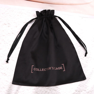 Custom Logo Printing Luxury Soft Blue Satin Fabric Drawstring Shoe Lingerie Storage Pouch Silk Satin Hair <b>Extension</b> Dust Bag - Product Image 4