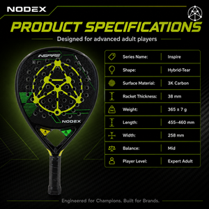 Raqueta de Pádel Profesional NODEX, Diseño en Forma de Lágrima, Fibra de Carbono P42 3K, Alta Calidad, Fabricación OEM - Product Image 2