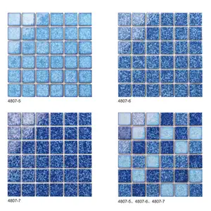 Ceramic Marble Mosaic Tiles Craft Tiles Mosaic For Bathroom Swimming Pool 306x306 Glazed Aqua Blue Ceramic Mosaic Tiles