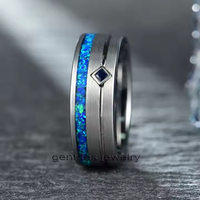 Bague en tungstène et titane argenté de 8 mm pour couples, avec zircon et opale, pour femme, bijoux tendance, par Gentdes Jewelry