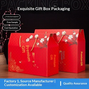 Caja de Regalo Roja de Lujo para Año Nuevo: Empaque Personalizado con Asa Tejida para Frutos Secos y Frutas Deshidratadas Premium - Product Image 5