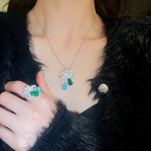 אופנה סינית חדשה ואבזרים אלגנטיים zircon שרשרת תליון פרפר וטבעת תכשיטים עדינים סט לנשים. - Product Image 1