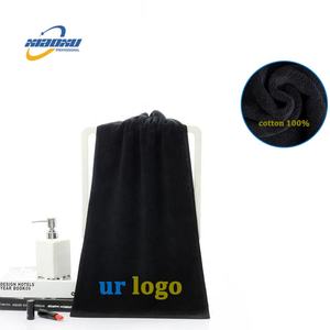Venta al por mayor negro Hotel belleza peluquería Spa bordado logotipo personalizado 100% algodón Toalla de salón - Product Image 2