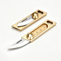 Couteau EDC compact en laiton, mini-lame rétractable 7Cr, porte-clés, coupe-bordures de poche pour le camping, la randonnée, cadeau