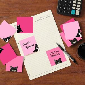 450 Sheets Cute Black White Cat Pattern Self-Adhesive Stickers Set Assorted Peeking Cat Designs Memo Pad DIY <b>Journal</b> - Product Image 4