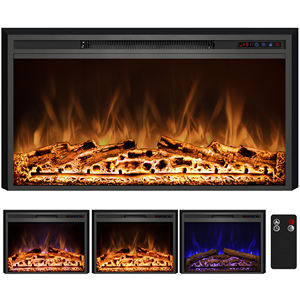 Luxstar 30-Inch elektrikli şömine ısıtıcı ekler 1500W gerçek alev LED ışıkları uzaktan kumanda Modern tasarım ucuz ev için - Product Image 5