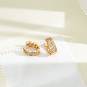 Modernos Pendientes de Aro Chapados en Oro de 18K para Mujer, Lujosos Pendientes Huggie con Micro Circonitas Cúbicas en Forma de Ola Zig <span class=keywords><strong>Zag</strong></span>, Joyería al por Mayor - Product Image 6
