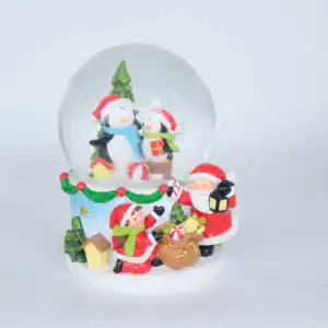 Decoração de natal polyesin para neve, 100mm, globo, presente com música