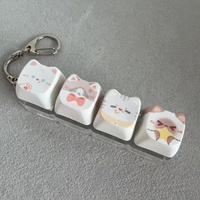 Porte-clés jouet clavier mécanique anti-stress à 4 touches, motif chat mignon, sublimation, anti-stress, multi-catégories