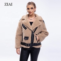 Frauen Kunstleder jacke mit Pelz kragen Warm Fashion Motorrad jacke