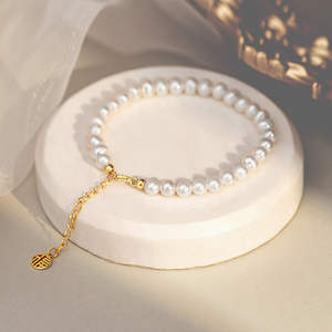 Trang Sức Bạc 925 Bán Sỉ Vòng Tay Ngọc Trai Nước Ngọt Màu Trắng Đính Cườm Điều Chỉnh Được Chow Tai Fook Cho Nữ - Product Image 2