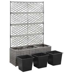 <strong>Trellis</strong> Raised Bed <strong>with</strong> 3 Pots Indoor Outdoor Garden Patio Courtyard Poly Rattan <strong>Planter</strong> Promotion Usage for Climbing Plants - Product Image 1