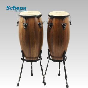 Conjunto de Tambores <span class=keywords><strong>Conga</strong></span> Latinos de 10 y 11 Pulgadas con Soporte, Cuerpo de Madera Maciza, Tambor de Mano de Piel de Vaca Natural para Actuaciones en Bares y Escenarios - Product Image 2