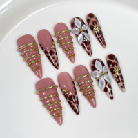 Vente en gros de faux ongles haut de gamme lisses faits à la main, design personnalisé, couverture complète, nail art pour l'automne