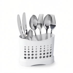 Cutlery <b>Box</b> With Drainage Holes For Kitchen Utensils <b>Storage</b> <b>White</b> - Product Image 2