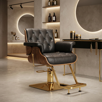 Fauteuil de Barbier de Luxe en Cuir Synthétique, Inclinable, Pivotant à 360 Degrés, Réglable en Hauteur, pour Salon de Coiffure (Vente en Gros)