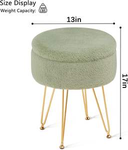 <span class=keywords><strong>Tabouret</strong></span> <span class=keywords><strong>de</strong></span> courtoisie multifonctionnel moderne avec repose-pieds <span class=keywords><strong>rond</strong></span> et pouf <span class=keywords><strong>de</strong></span> rangement en fausse <span class=keywords><strong>fourrure</strong></span> douce pour la chambre à coucher - Product Image 2
