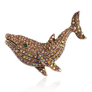 Broche de Metal Decorativo con Cristal en Forma de Ballena, Diseño Creativo y Lindo 2025, Broche de Perla con Diseño de Animal Marino, Joyería de Moda - Product Image 4