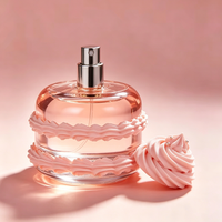 Flacon d'huiles parfumées de luxe rose ODM OEM 50 ml, vide, en verre, forme gâteau, finition mate avec bouchon à vis, emballé en boîte et en sac