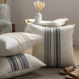 Sarung Bantal Dekoratif Linen Motif Garis Hitam dan Beige untuk Sofa, Kursi, Kamar Tidur, Dekorasi Rumah - Product Image 3