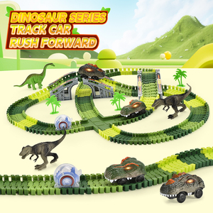Ksf 233 Stukken Elektrische Dinosaurus Rail Auto Spoorbaan Jongen Dinosaurus Wereld Diy Block Track Game Set Dinosaurus Auto Kinderen Speelgoed - Product Image 2